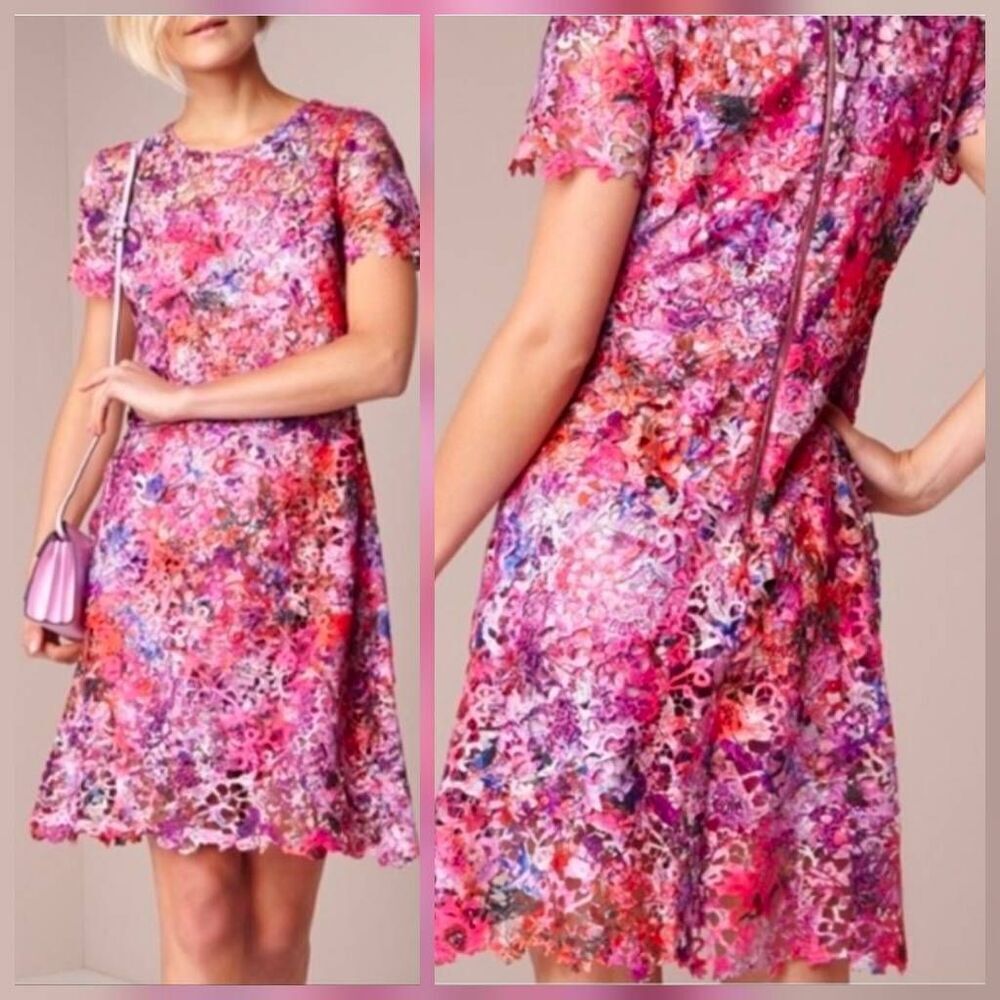 Elie Tahari Ophelia Abstract Mesh Overlay Fairy Cocktail Dress Sz. 8